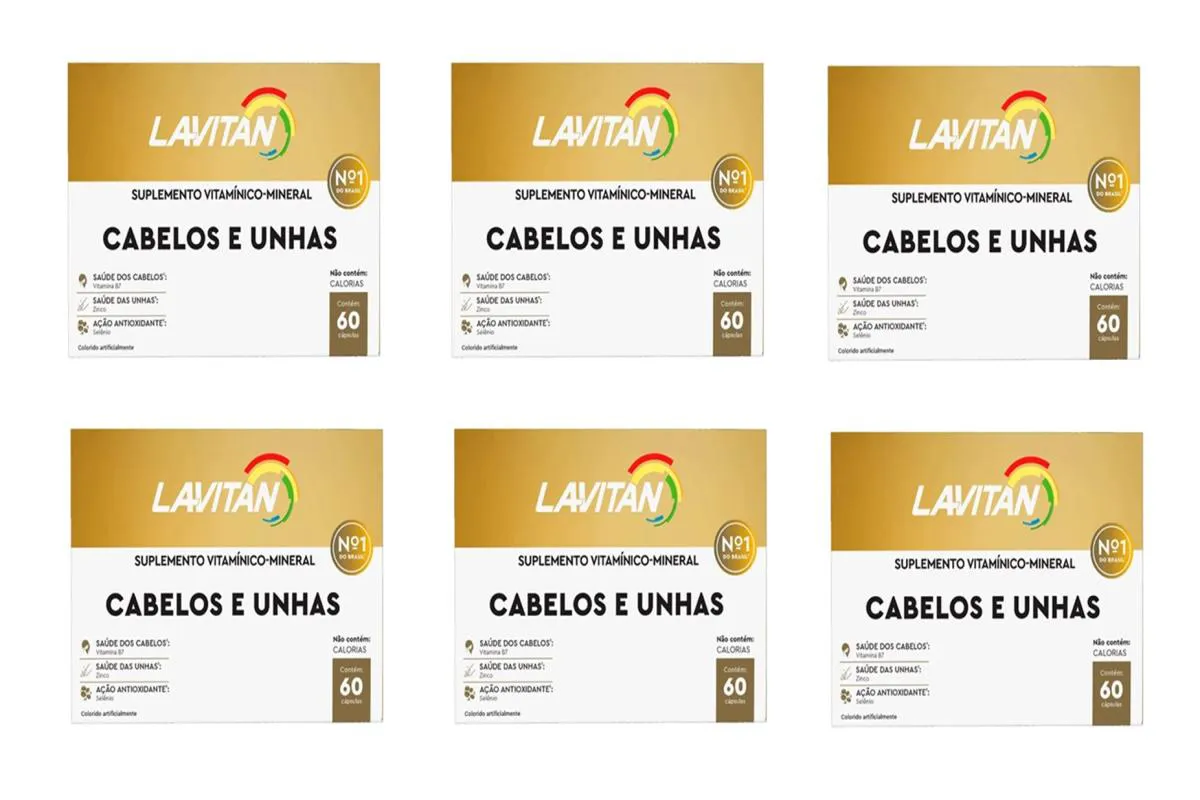 KIT 6 SUPLEMENTO LAVITAN CABELOS E UNHAS 60 CáPSULAS - CIMED