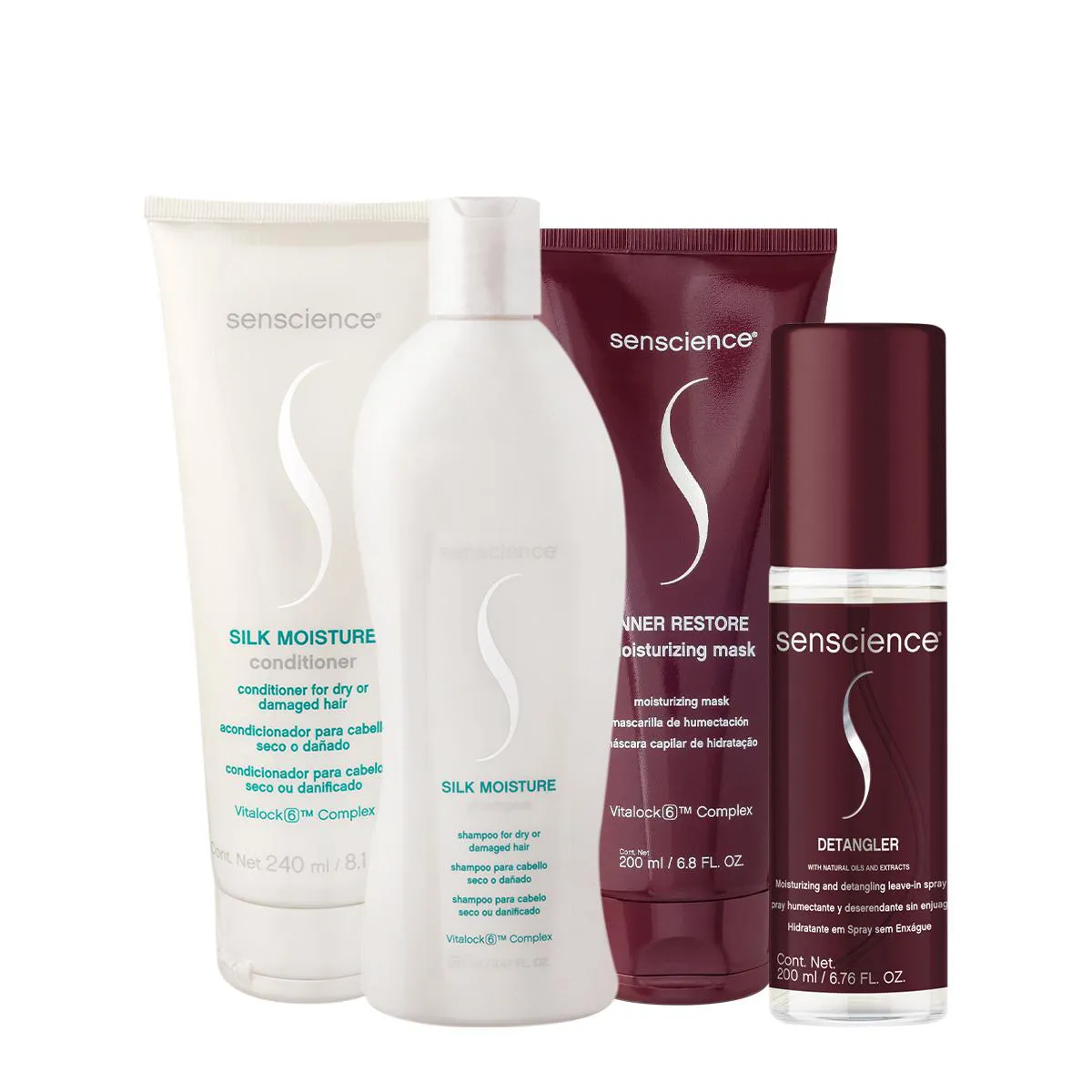 KIT SENSCIENCE SILK MOISTURE INNER DETANGLER HOME CARE SPRAY (4 PRODUTOS)