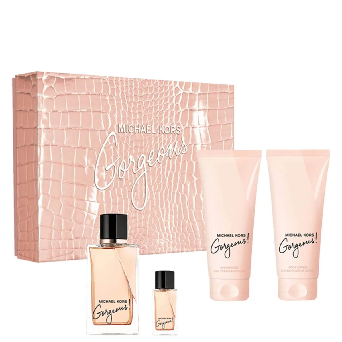 COFFRET MICHAEL KORS GORGEOUS FEMININO EDP + BODY LOTION + GEL DE GANHO + MINIATURA