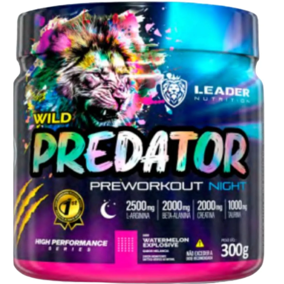 PRé TREINO SEM CAFEíNA PREDATOR NIGHT 300G LEADER NUTRITION CONCENTRADO SABORES Watermelon