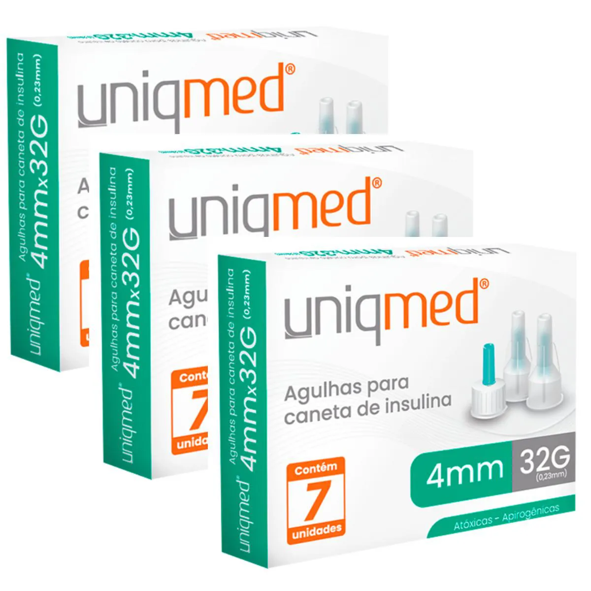 KIT 3 CAIXAS AGULHAS PARA CANETA DE INSULINA 4MM X 32G 21 UN