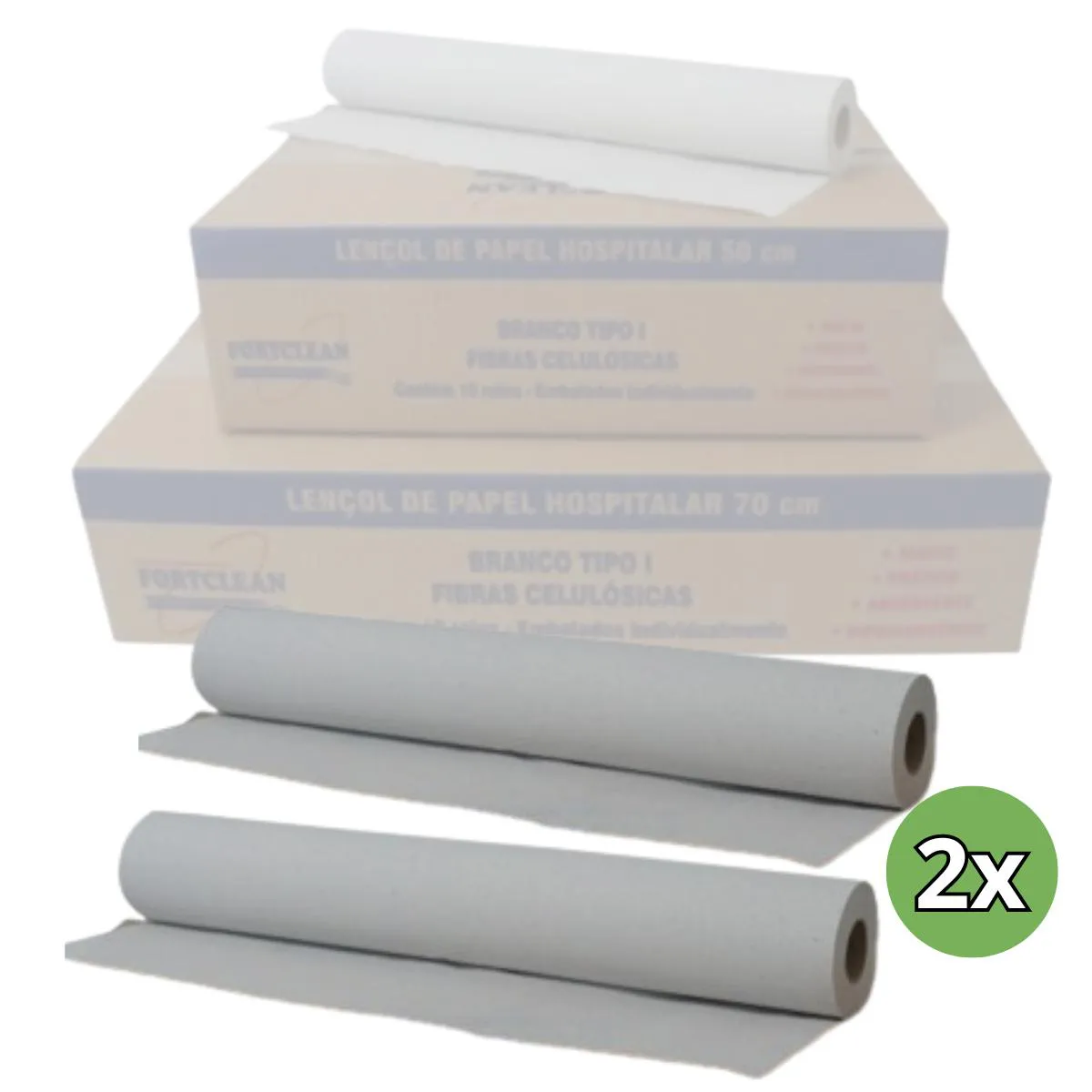 KIT 2 ROLOS DE LENçOL PARA MACA DESCARTáVEL 70CMX50M TIPO 1