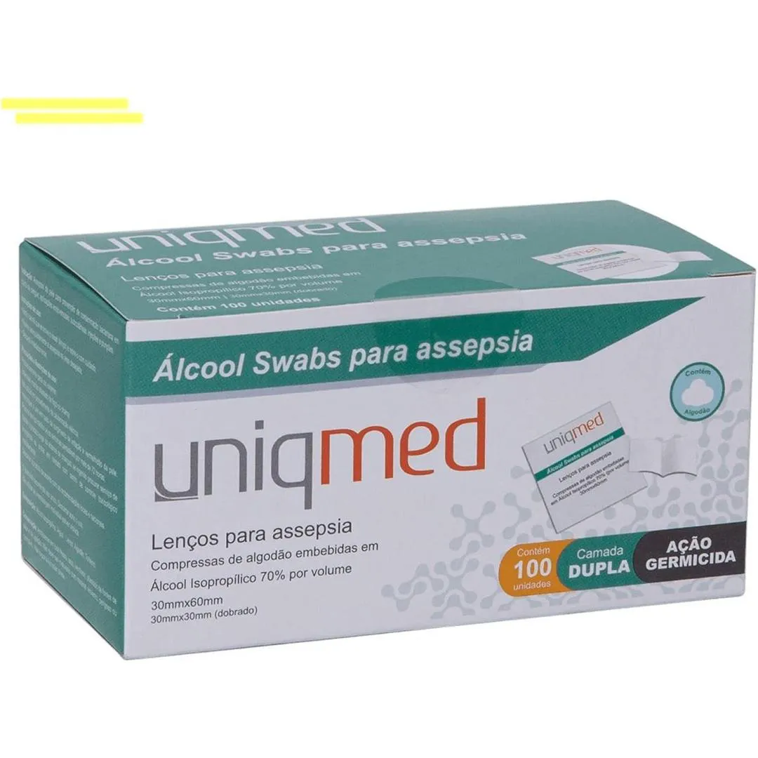 KIT 1000 SWAB UNIQMED LENÇOS ANTISSEPTICOS COM ALCOOL