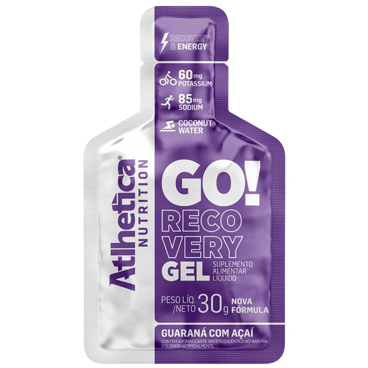GO! RECOVERY GEL 10 SACHêS DE 30G ATLHETICA NUTRITION SABOR GUARANá COM AçAí CARBOIDRATO CORRIDA