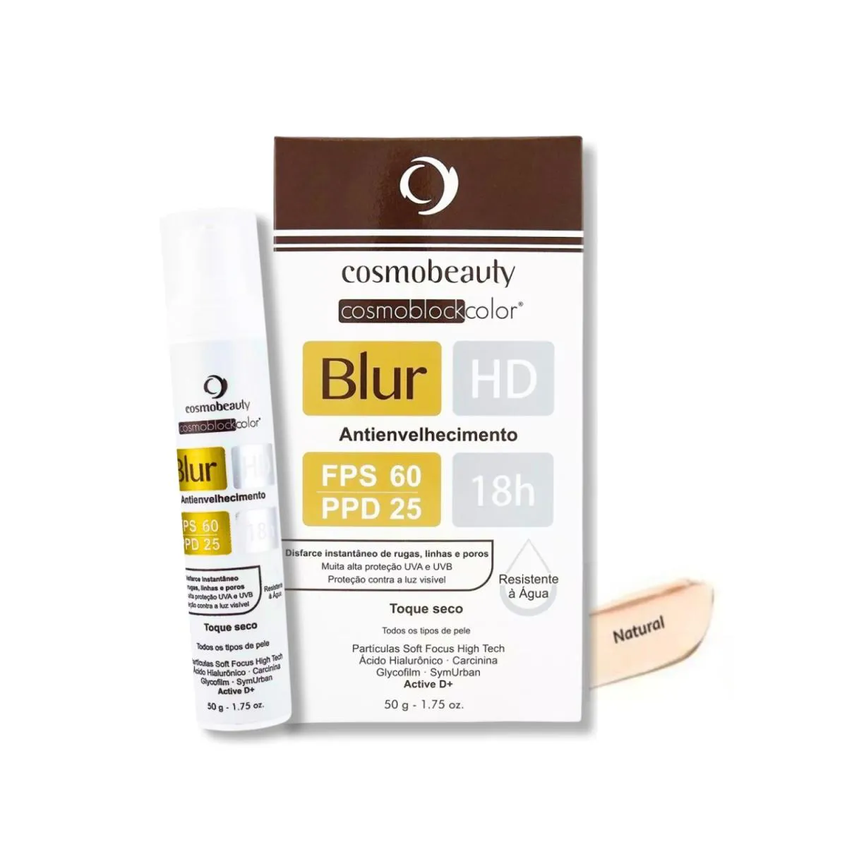 COSMOBEAUTY BLUR HD FPS 60 FILTRO SOLAR ANTI SINAIS TODAS AS PELES 50G - NATURAL