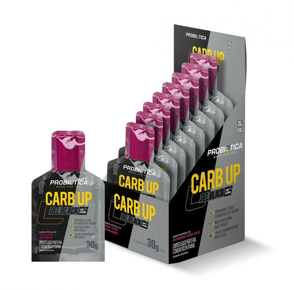 CARB UP BLACK GEL (300G) CAIXA 10 UNIDADES - SABOR: AçAI COM GUARANá