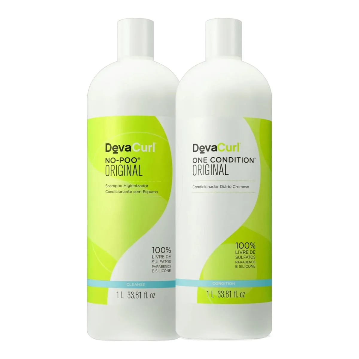KIT DEVA CURL NO-POO SHAMPOO 1 LITRO + ONE CONDITION CONDICIONADOR ORIGINAL 1 LITRO