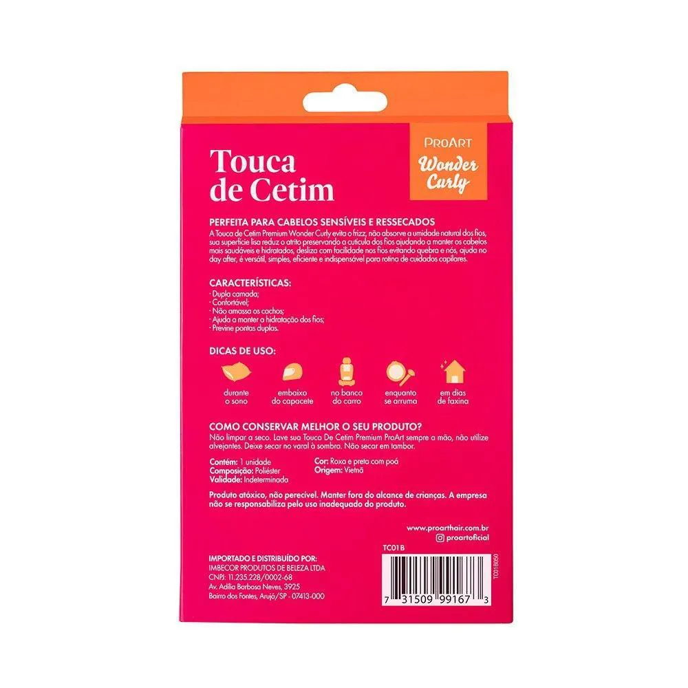 TOUCA DE CETIM DUPLA CAMADA PRO ART PRETO G TC01B