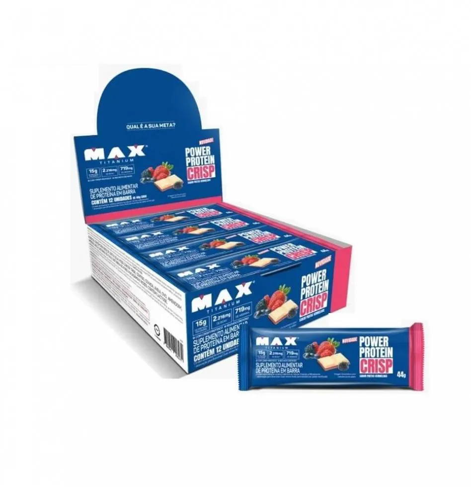 POWER PROTEIN CRISP BAR DISPLAY (12 UNID. 44G) - SABOR: FRUTAS VERMELHAS
