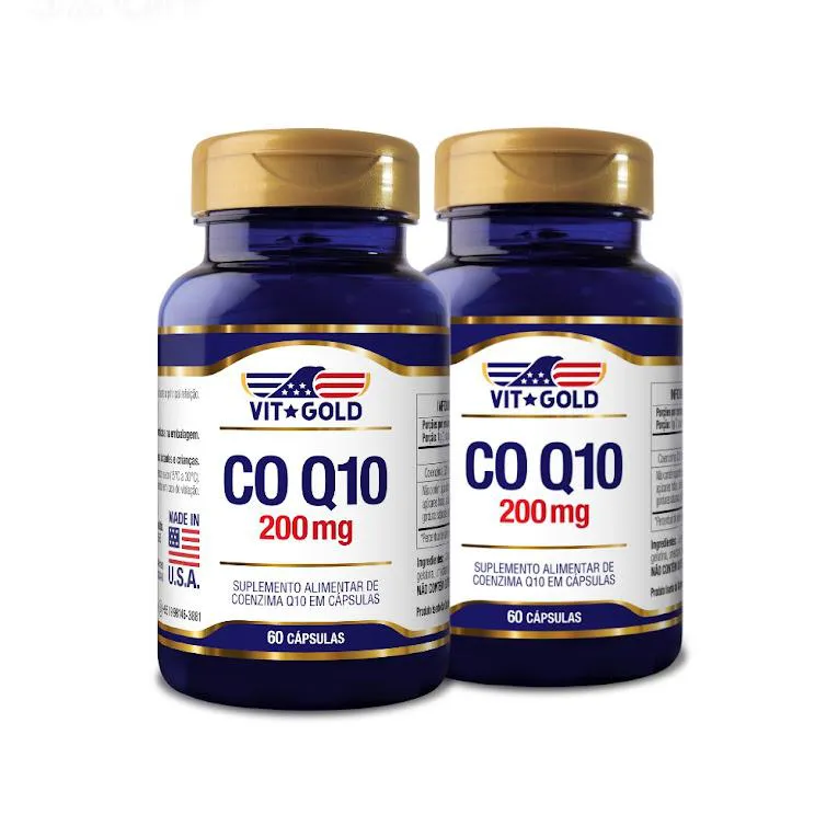 Coenzima Q10 CoQ10 200mg Vitgold Kit 2x 60 Cápsulas