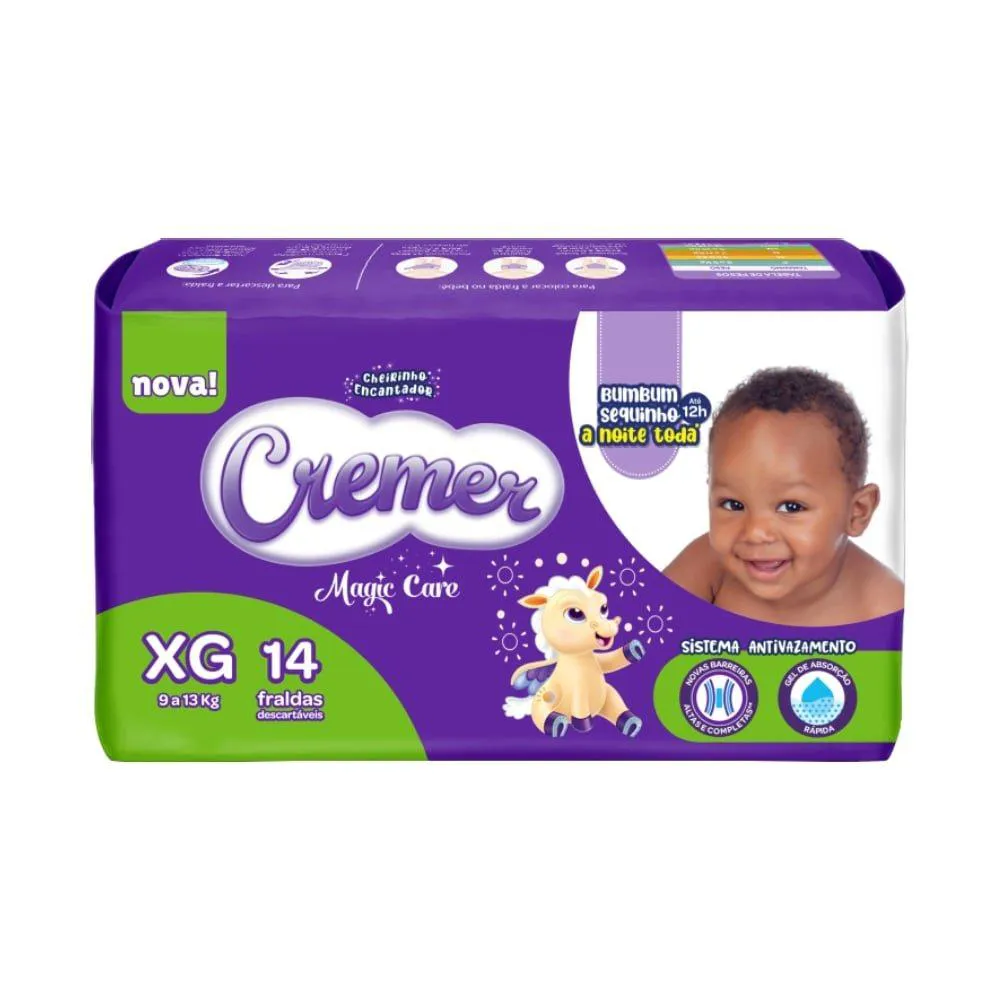 FRALDA DESCARTáVEL CREMER JUMBINHO TAMANHO XG - 8 PACOTES COM 14 FRALDAS - TOTAL 112 TIRAS XXG