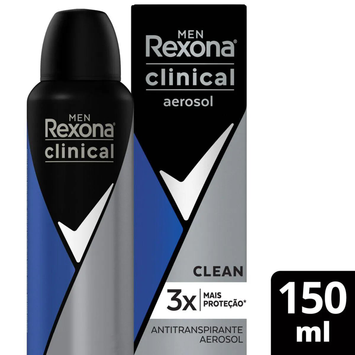 Desodorante Antitranspirante Aerosol Rexona Men Clinical Clean Masculino 96h 150ml