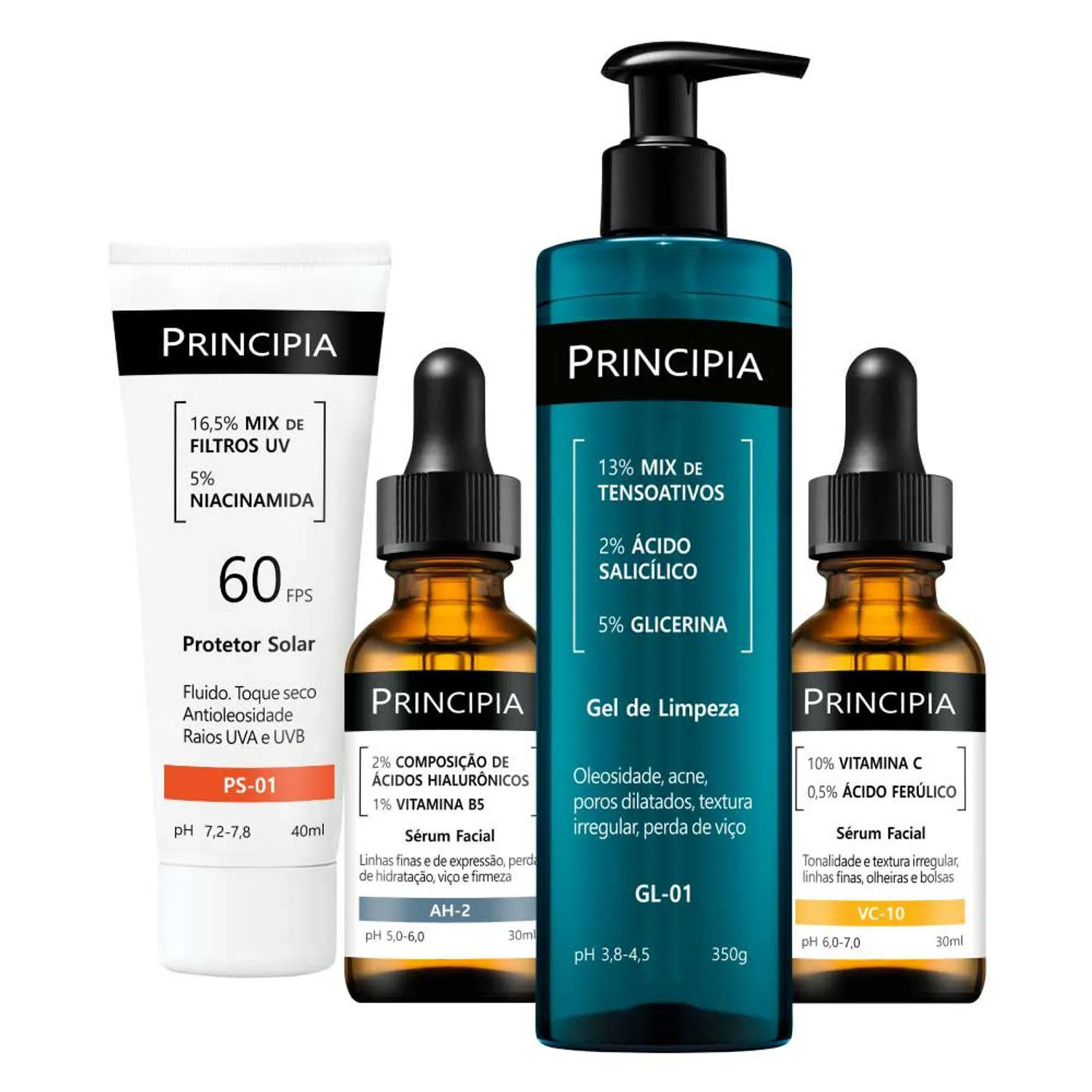 Kit Essencial VC - Gel de limpeza GL-01 + AH-2 + VC-10 + PS-01 