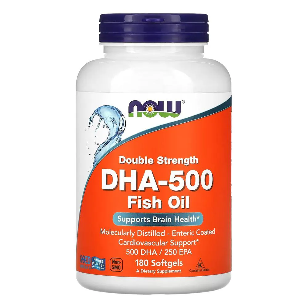 DHA ÓLEO DE PEIXE 500MG NOW FOODS 180 SOFTGELS IMPORTADO