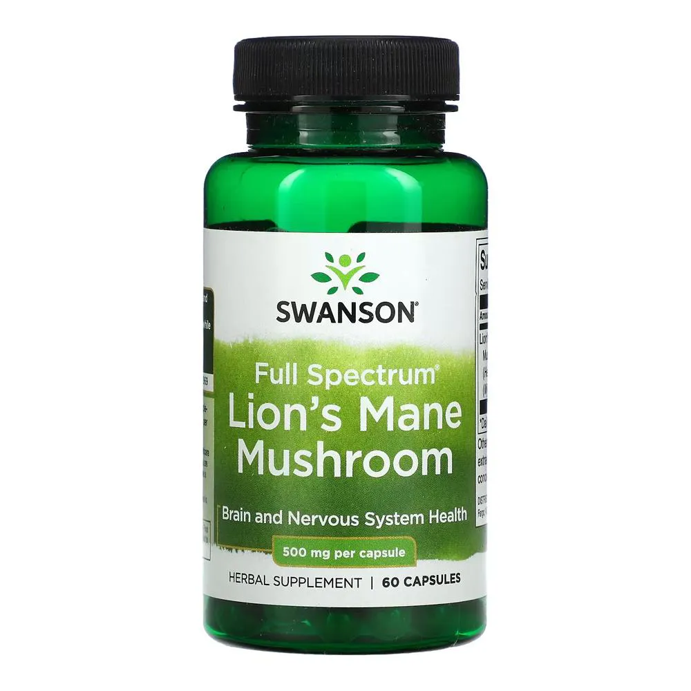 COGUMELO JUBA DE LEãO SWANSON LION&#039S MANE 500MG 60 CáPSULAS