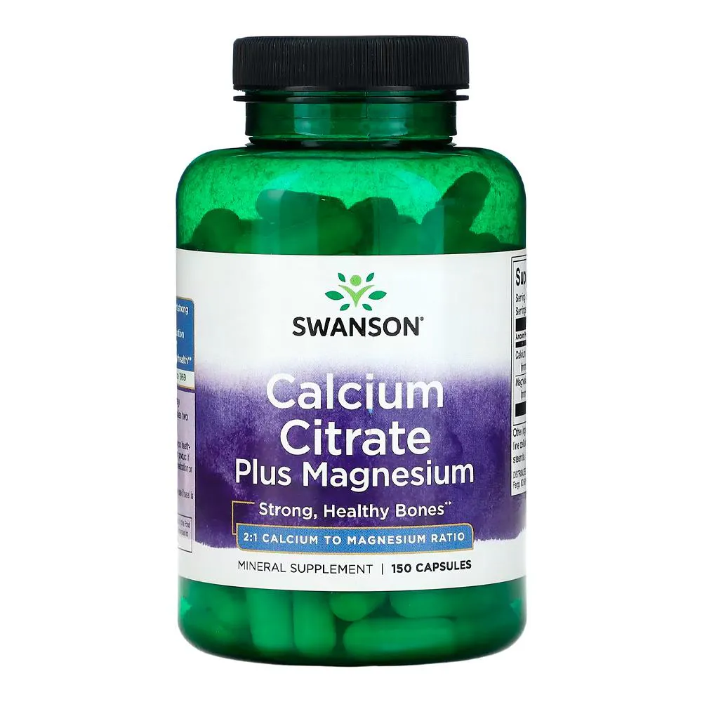 SWCITRATO CáLCIO PLUS MAGNéSIO SWANSON 150 CAPS IMPORTADOANSON CALCIUM CITRATE PLUS MAGNESIUM 150 CAPS SW180