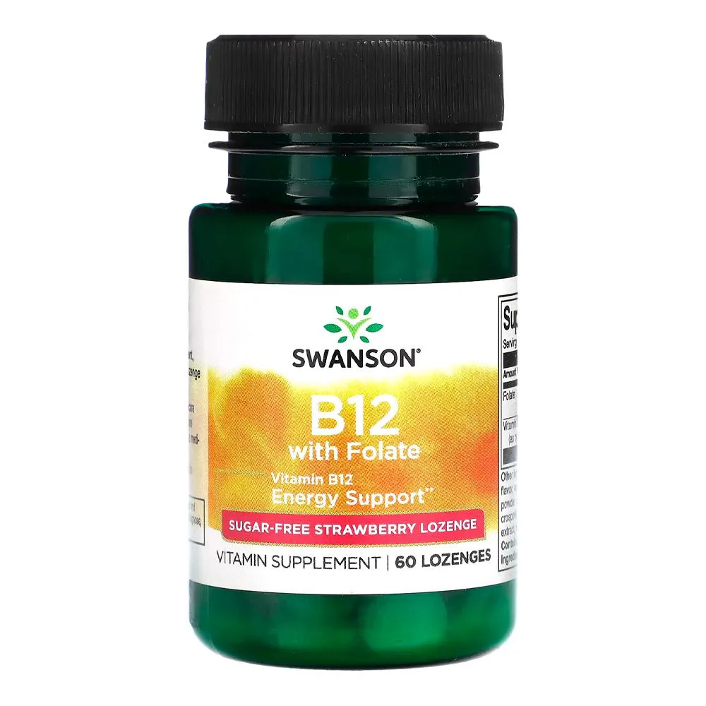 VITAMINA B12 COM FOLATO SWANSON 60 PASTILHAS IMPORTADO