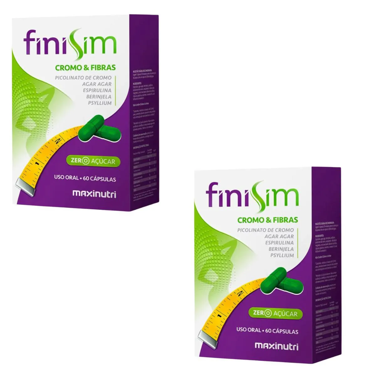 KIT FINISIM PICOLINATO DE CROMO + FIBRA 120 CPS – MAXINUTRI