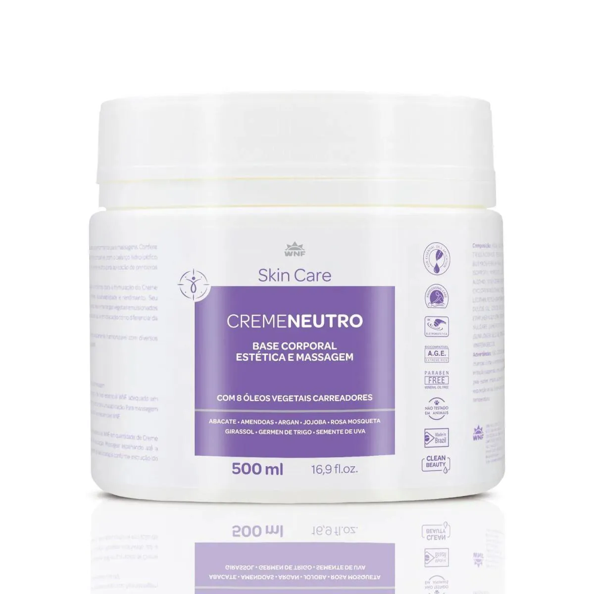 CREME NEUTRO CORPORAL PARA MASSAGEM 500ML WNF