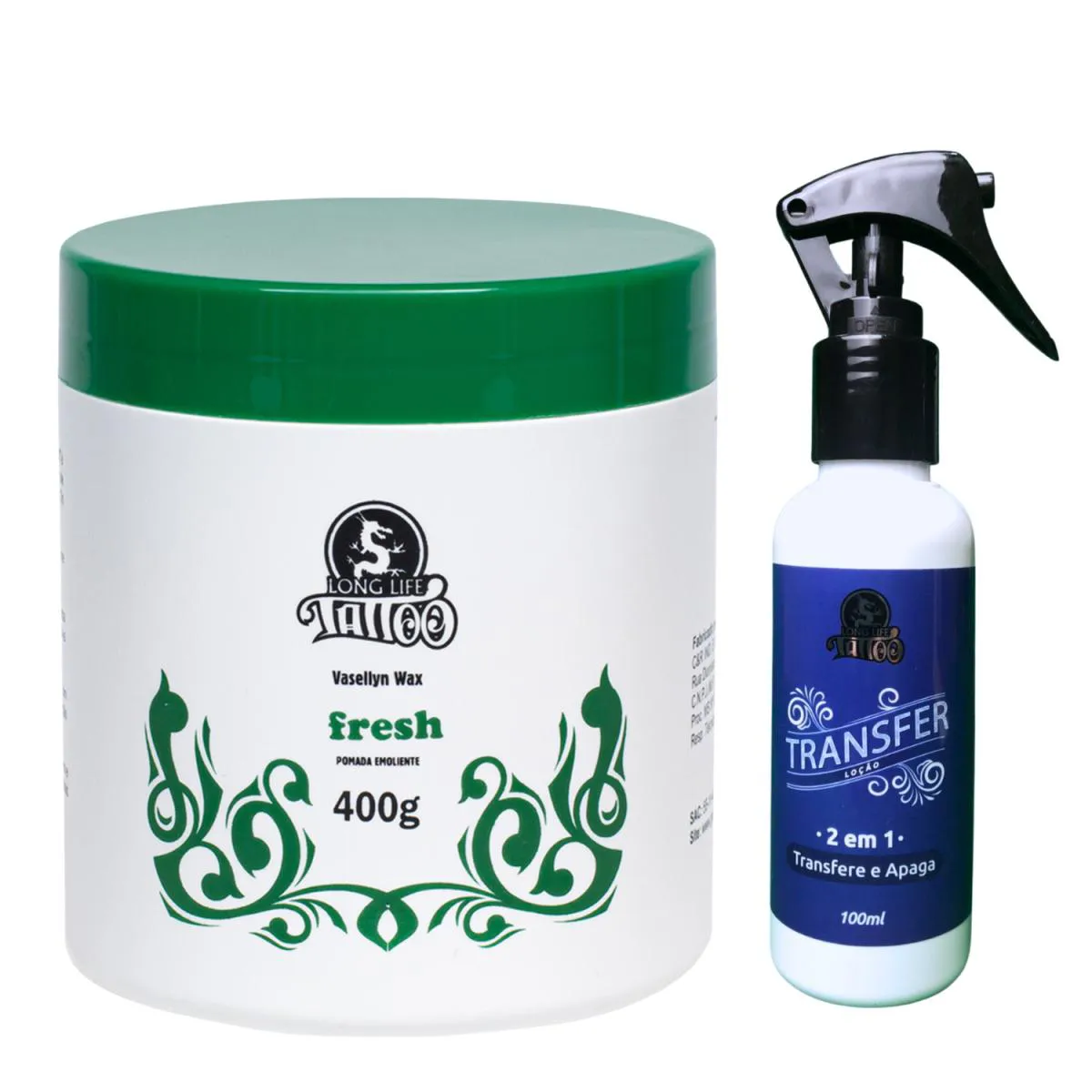 VASELINA FRESH 400G/ TRANSFER LOçãO 100ML 2 EM 1 -COMBO PROF