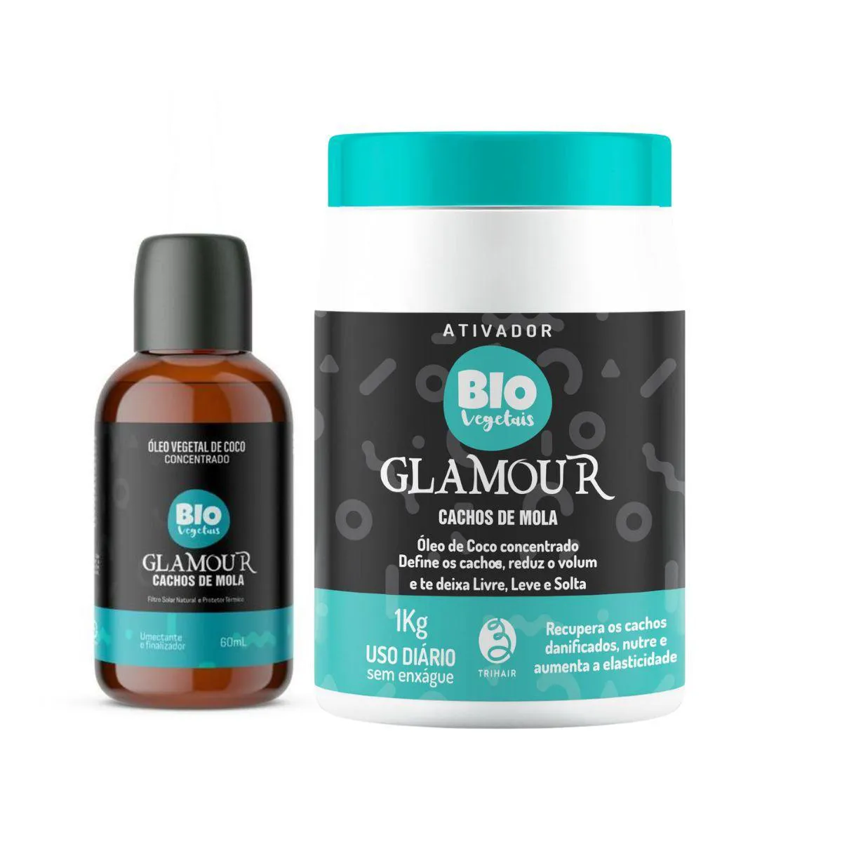 ATIVADOR CACHOS DE MOLA GLAMOUR 1KG + ÓLEO BIOVEGETAIS 60ML