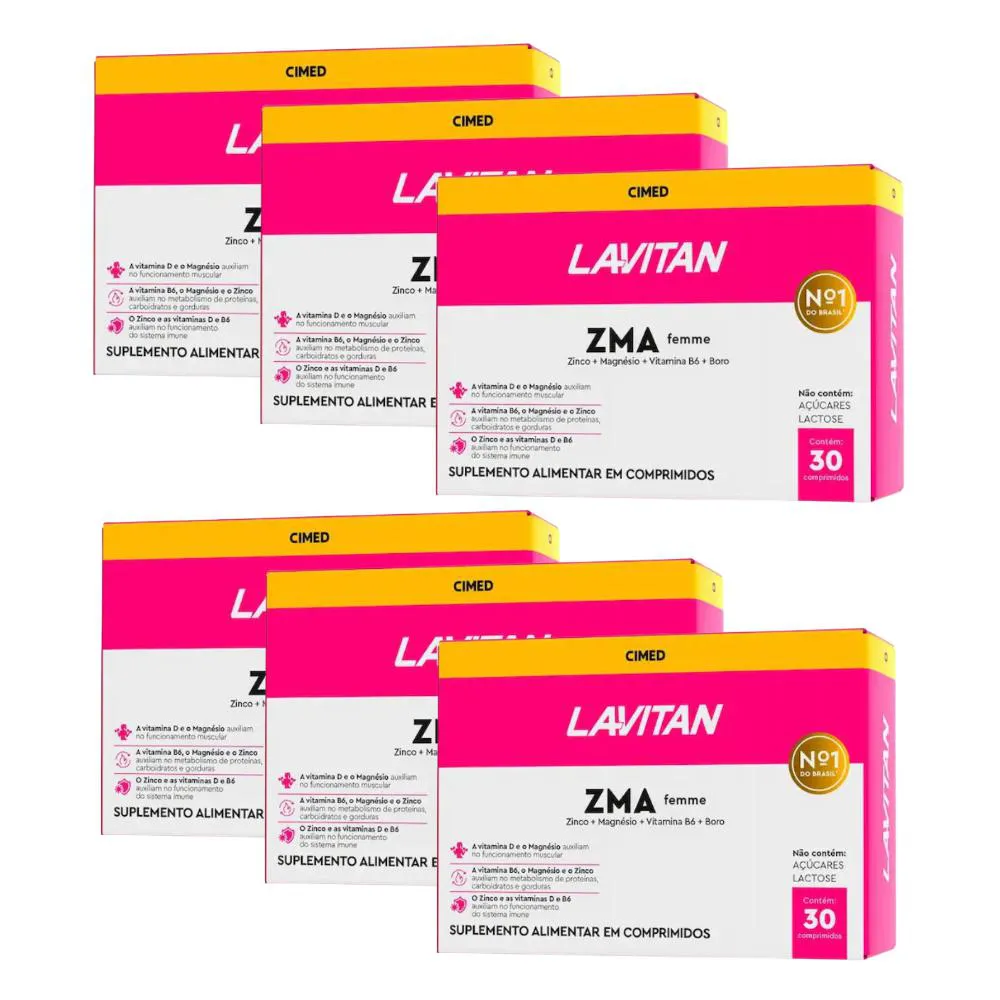 KIT 6 LAVITAN ZMA FEMME - 30 CPR - CIMED