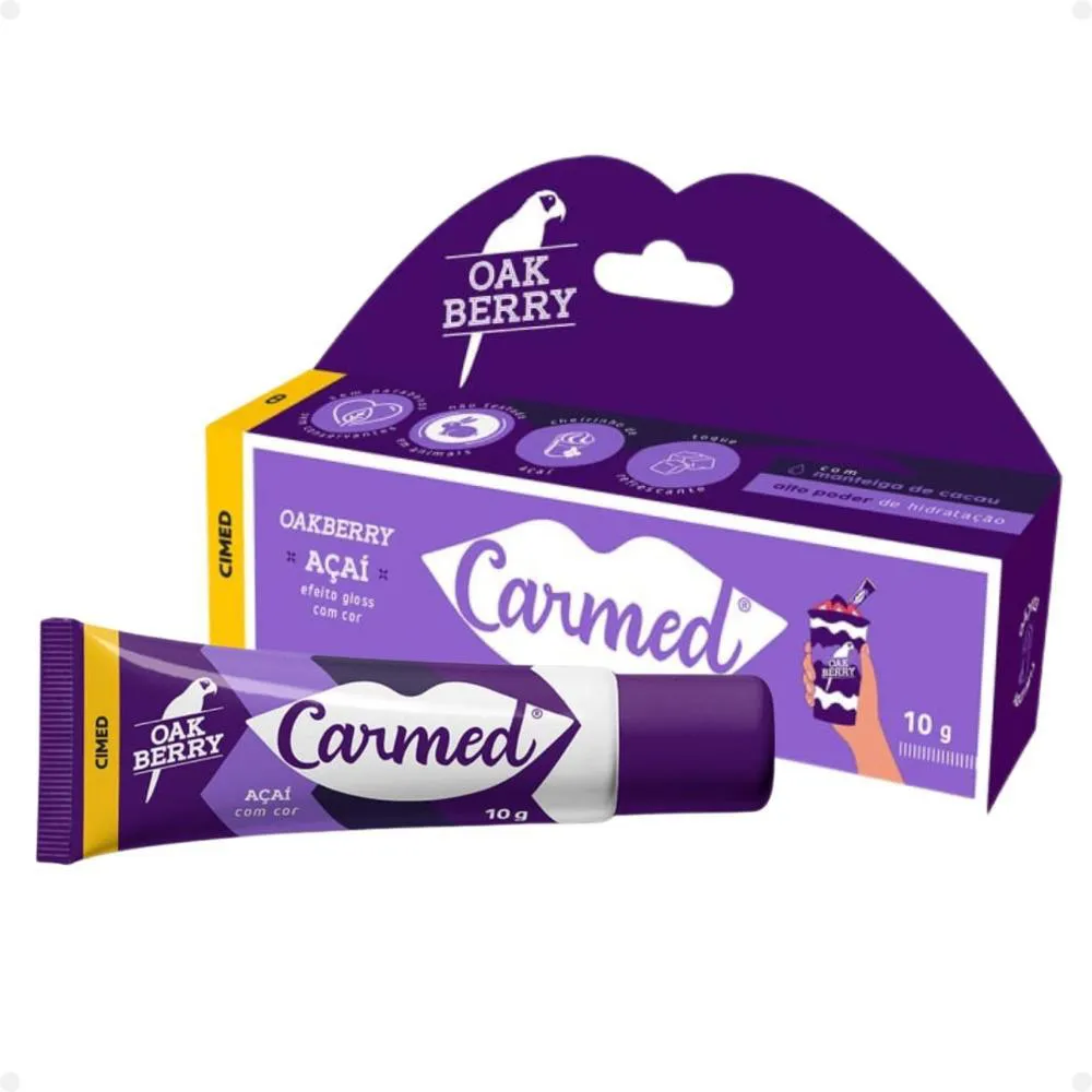 HIDRATANTE LABIAL CARMED OAKBERRY AçAI EFEITO GLOSS COM COR 10G