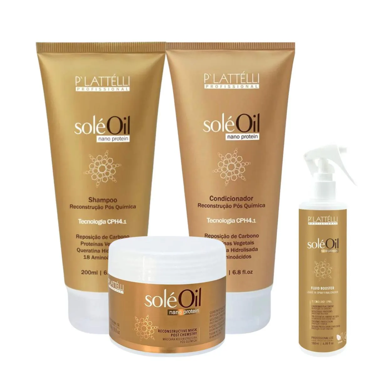 KIT SOLéOIL NANO PROTEIN PLATTELLI RECONSTRUçãO COMPLETA