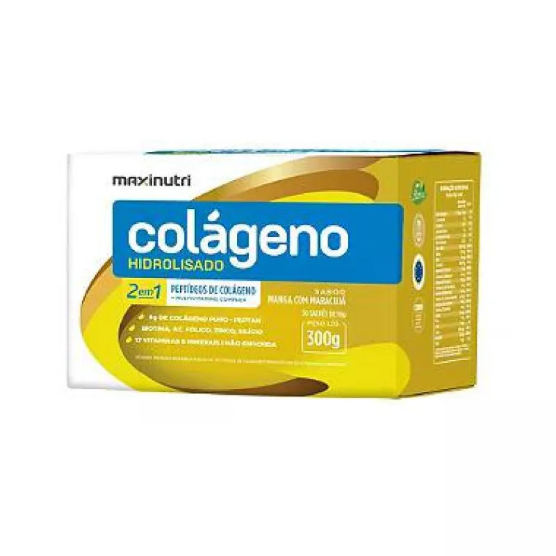 COLáGENO HIDROLISADO 2 EM 1 - MANGA E MARACUJá SACHE 30X10G MAXINUTRI