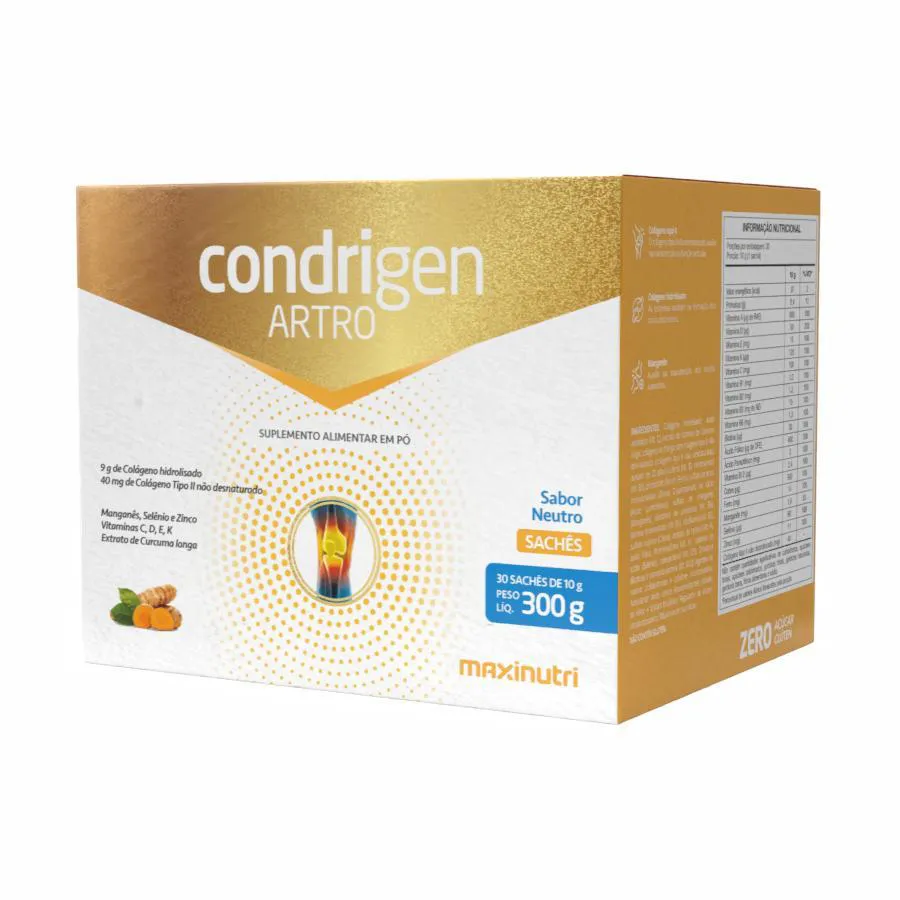 CONDRIGEN ARTRO COLáGENO TIPO 1 E 2 SACHê - SABOR NEUTRO  MAXINUTRI