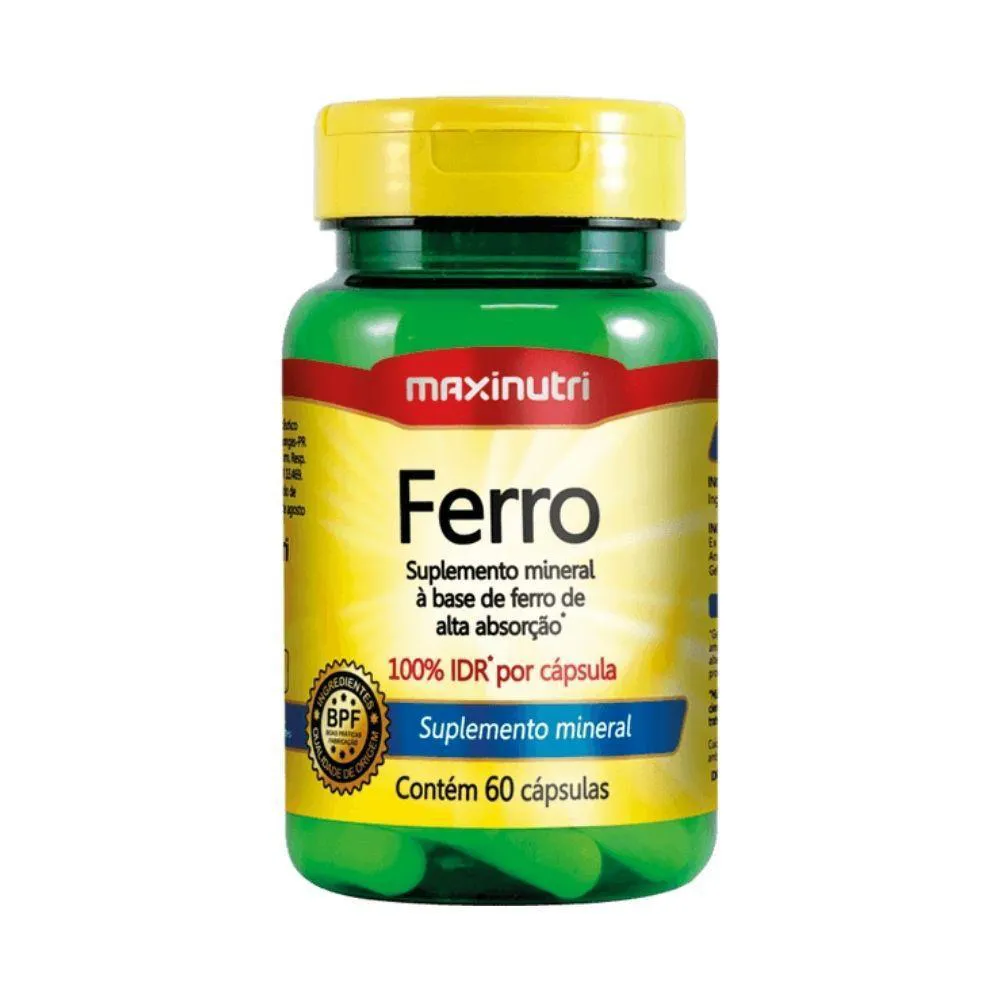 FERRO 100% IDR 60 CáPSULAS 460MG MAXINUTRI