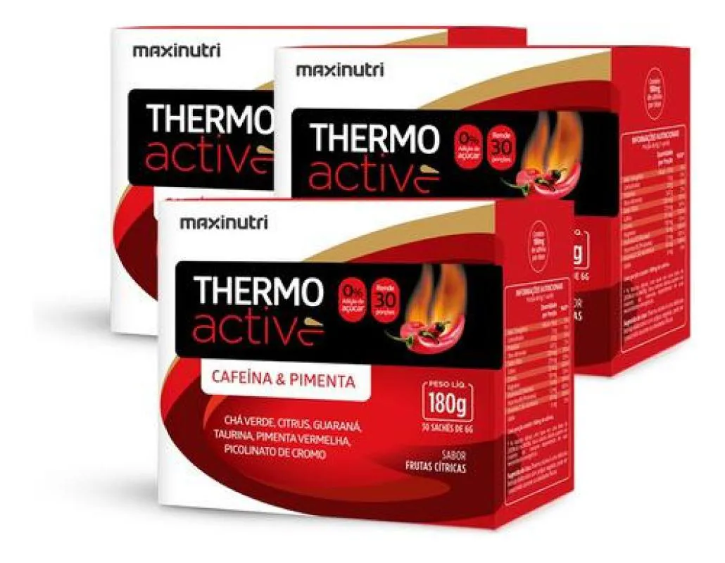 KIT 3X TERMOGêNICO THERMO ACTIVE FRUTAS CíTRICAS - MAXINUTRI