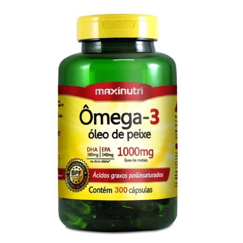 ÔMEGA 3 (ÓLEO DE PEIXE) 1000MG COM 300 CáPSULAS - MAXINUTRI