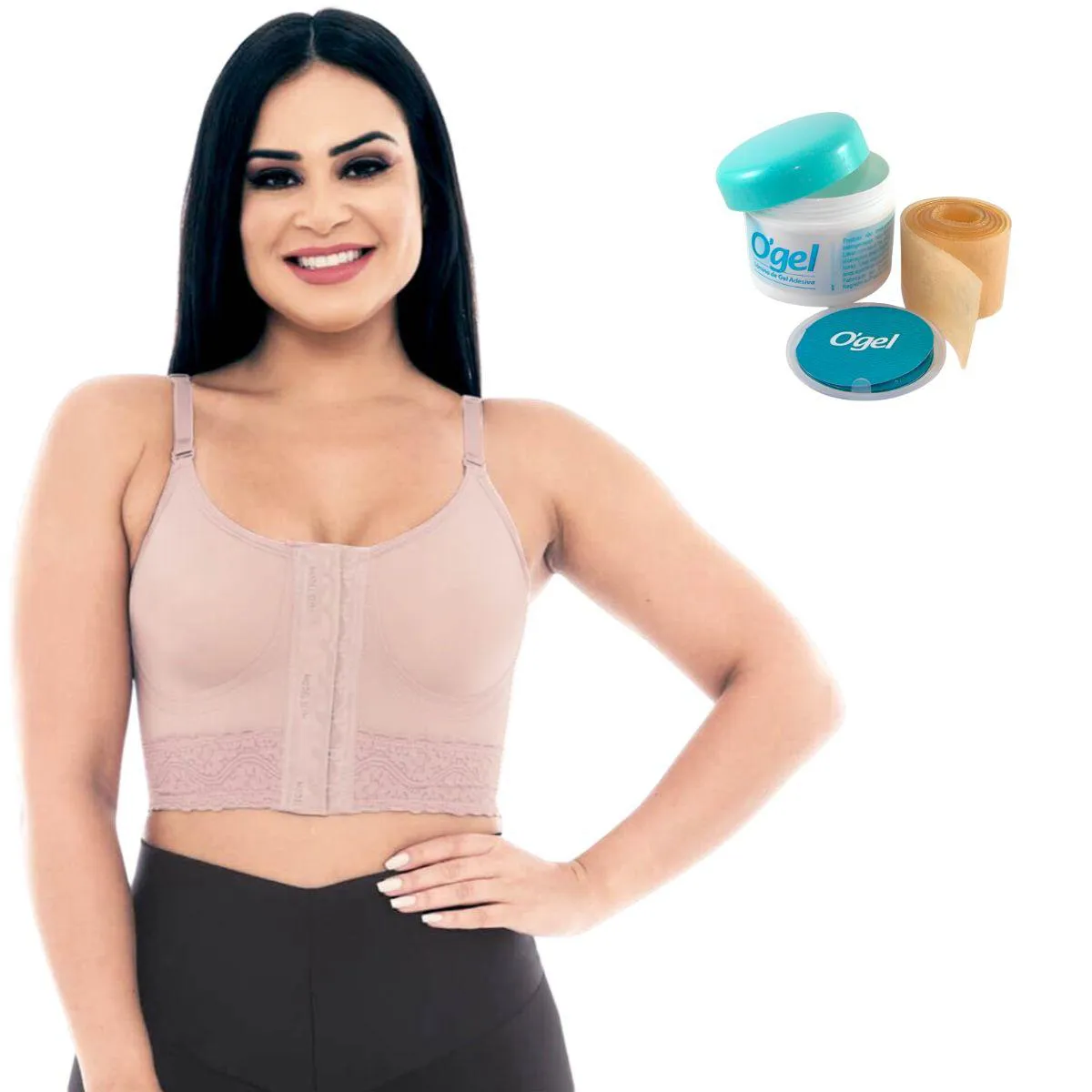 KIT LâMINA ADESIVA PARA CICATRIZ 30X3 + SUTIã PóS CIRúRGICO P Lilás