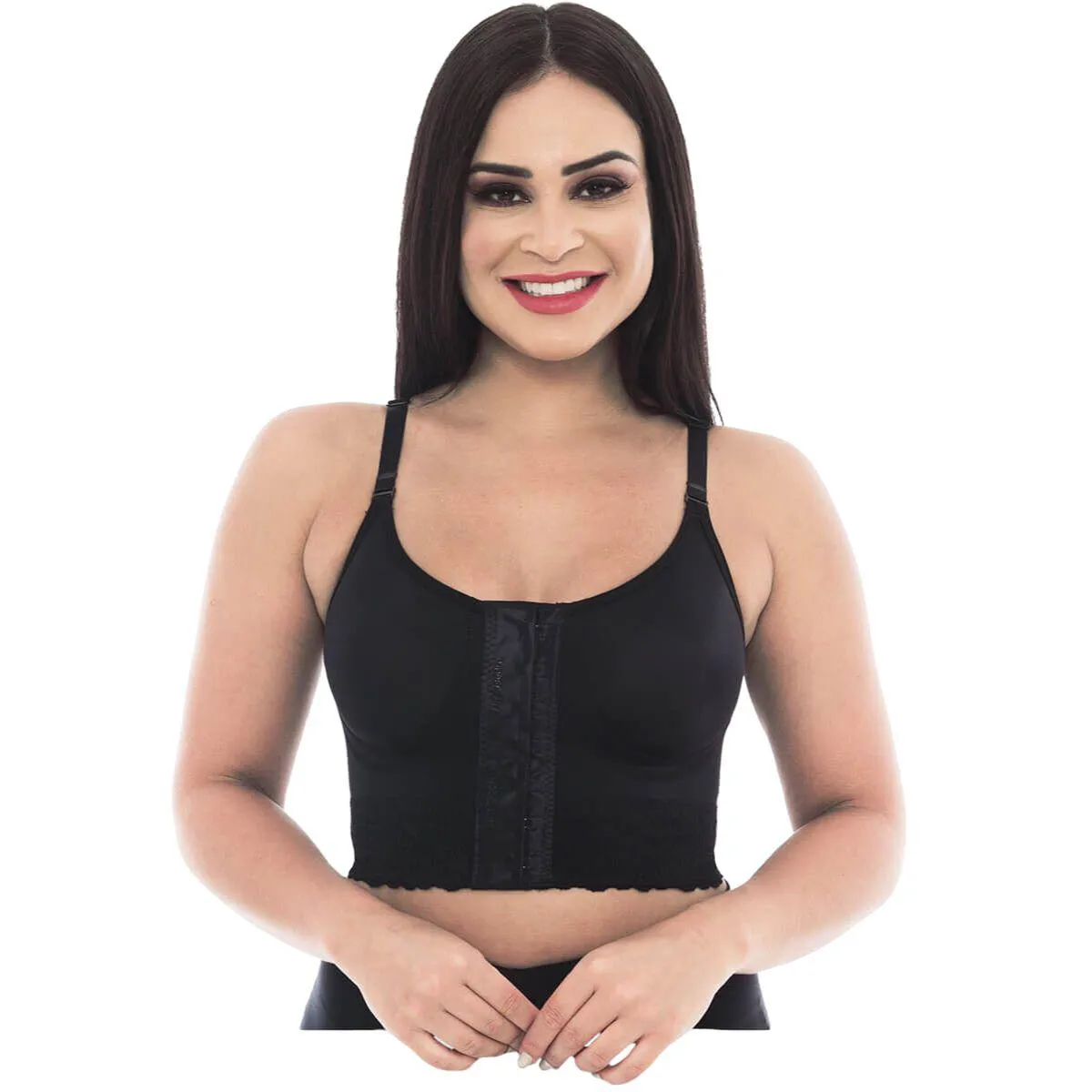 KIT LâMINA ADESIVA PARA CICATRIZ 30X3 + SUTIã PóS CIRúRGICO G Preto