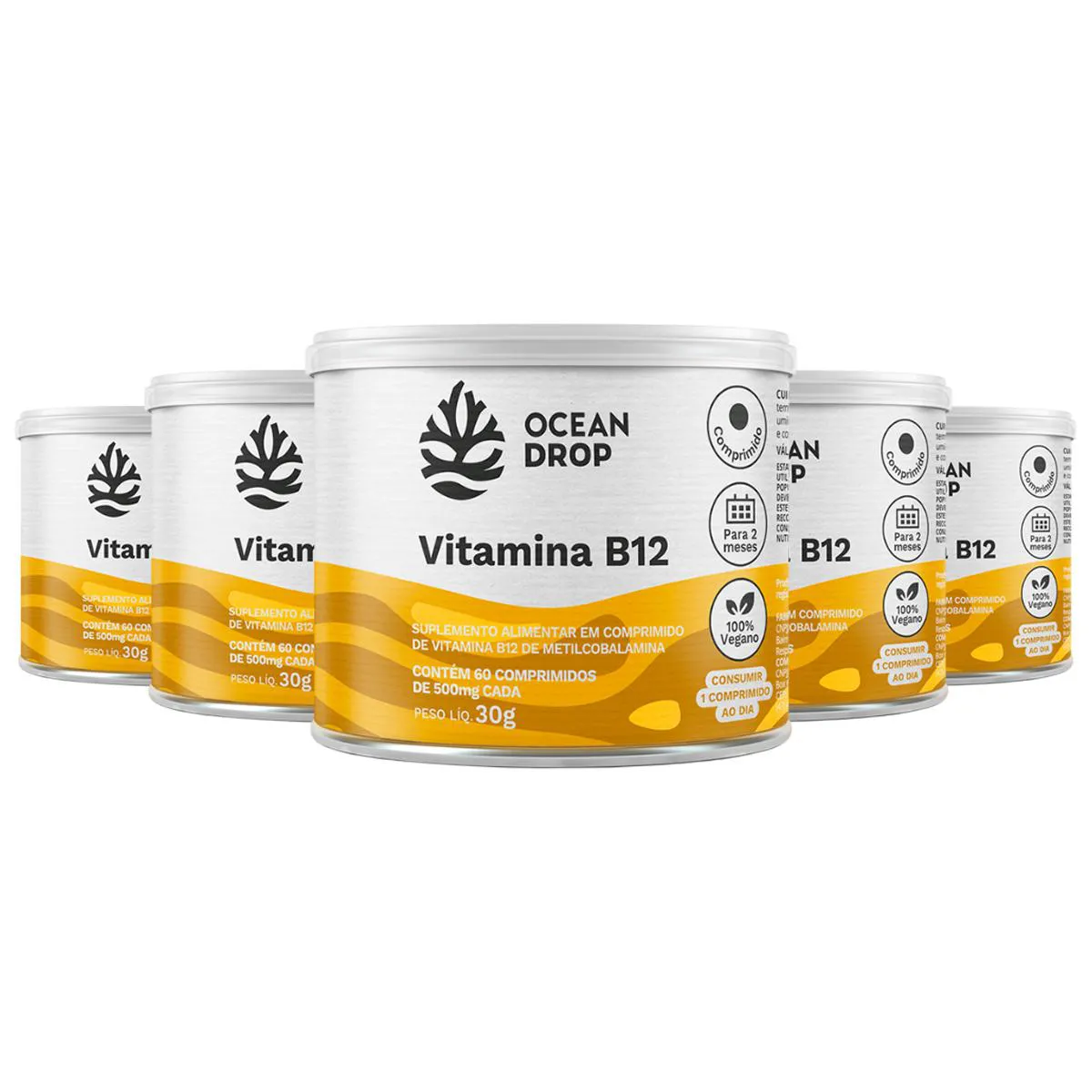 KIT 5 VITAMINA B12 OCEAN DROP VEGANA 60 COMPRIMIDOS