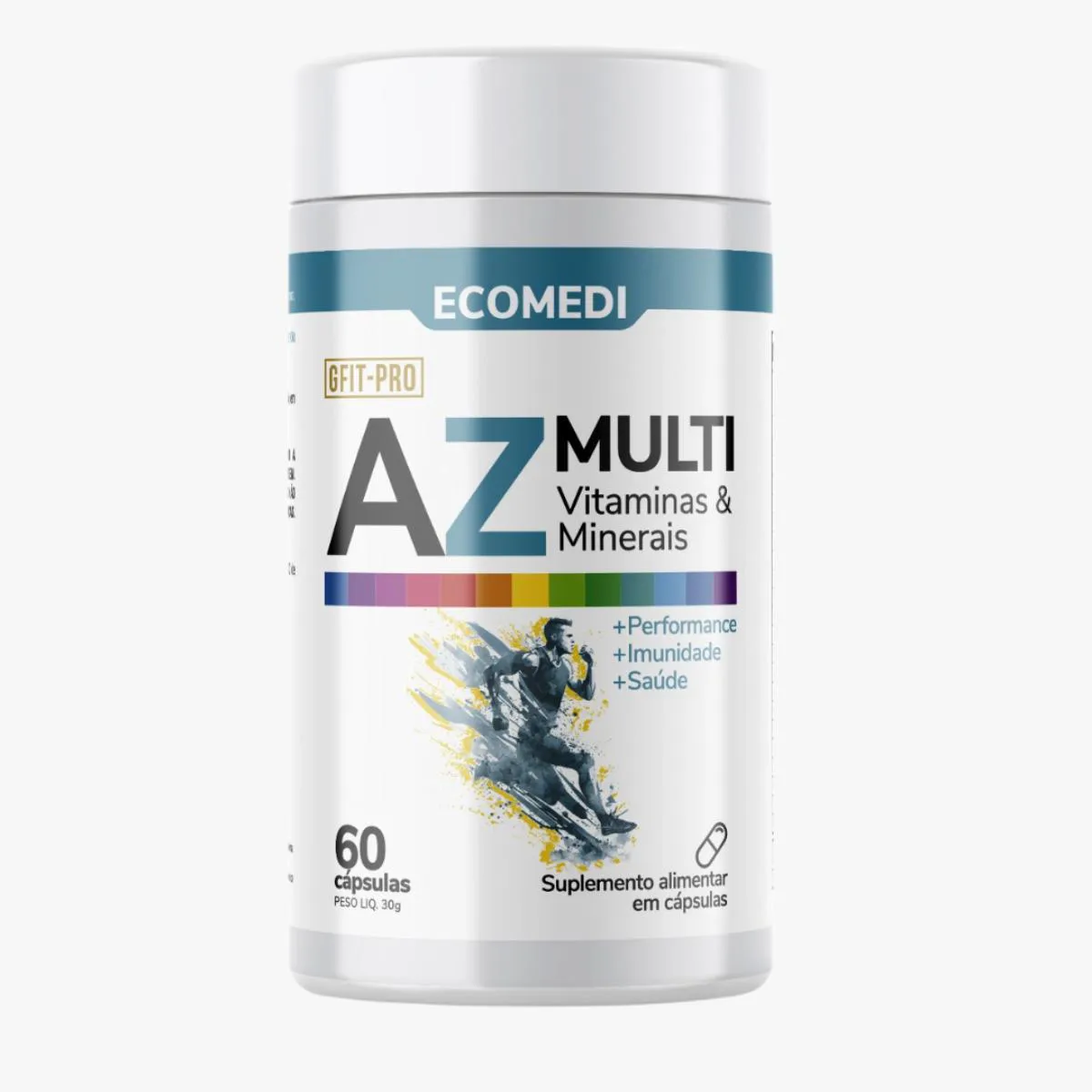 Multivitamínico A-Z Completo Ecomedi - Pote 60 Capsulas Sem Sabor
