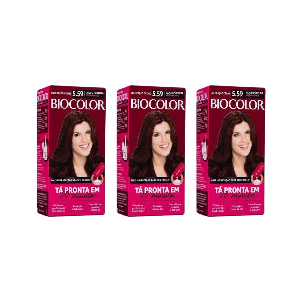 COLORAçAO BIOCOLOR CREME 5.59 ACAJU PURP DESLUMBRANTE - 3UN