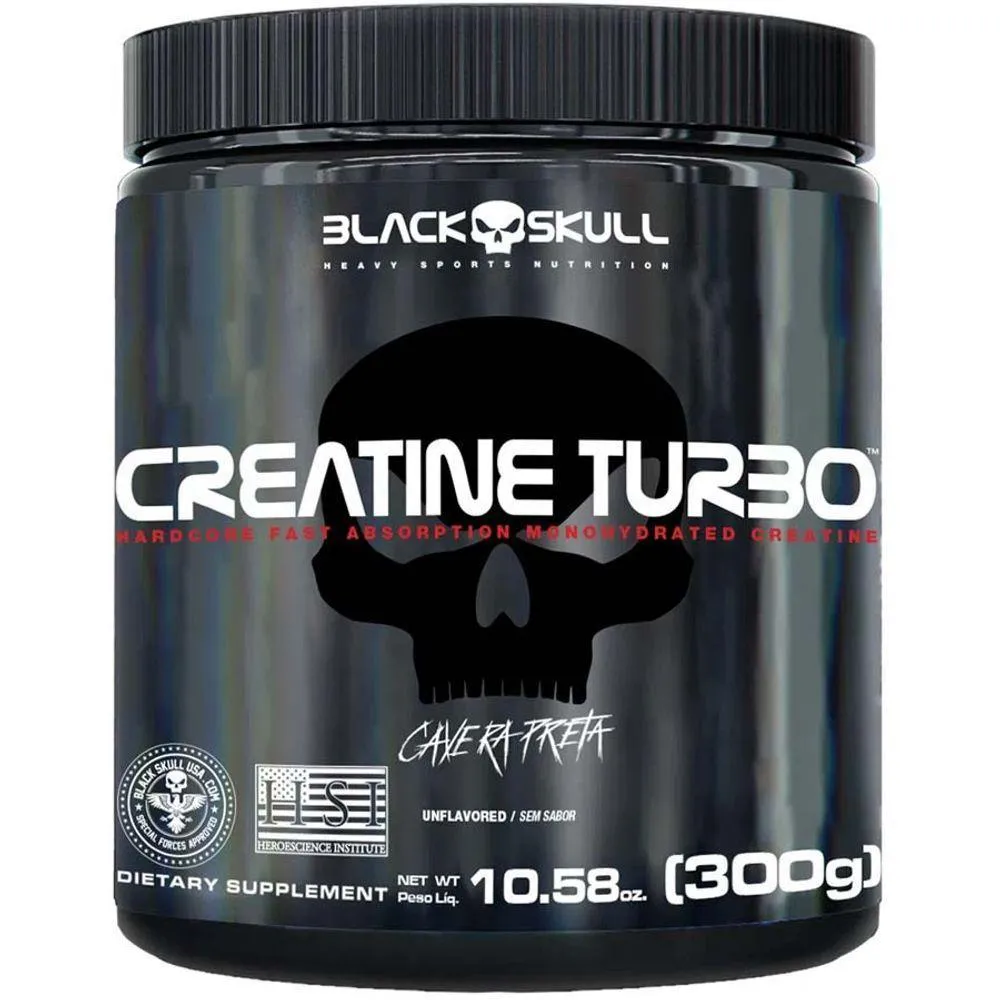 COMBO 4X CREATINA TURBO 300G BLACK SKULL CAVEIRA PRETA
