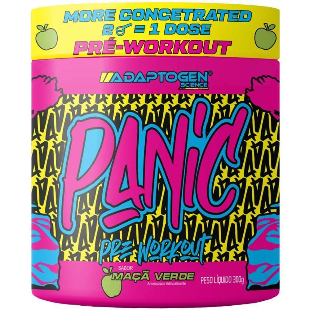 PRé TREINO PANIC ADAPTOGEN SUPER CONCENTRADO 300G MAçA VERDE