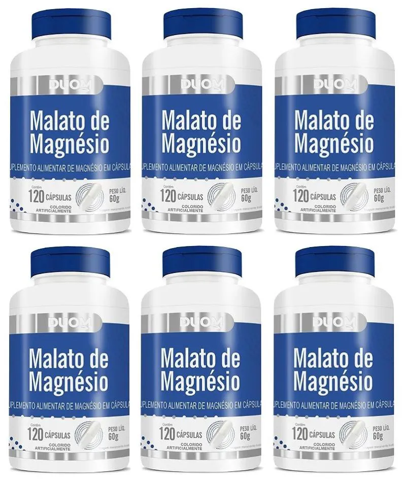 KIT 6 MALATO DE MAGNéSIO COM 120 CáPSULAS - DUOM