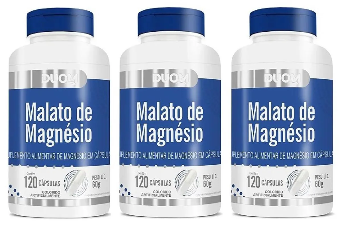 KIT 3 MALATO DE MAGNéSIO COM 120 CáPSULAS - DUOM