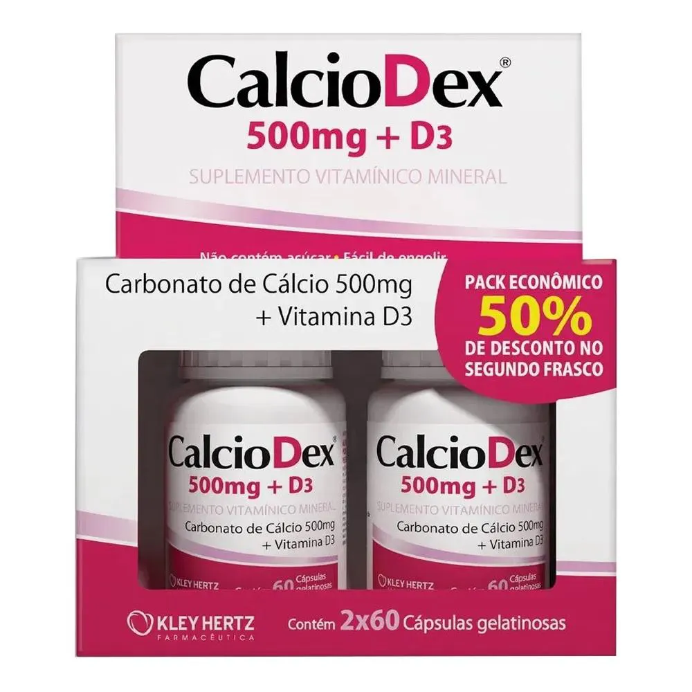 KIT CALCIODEX 500MG + D3 COM 120 CáPSULAS - KLEY HERTZ