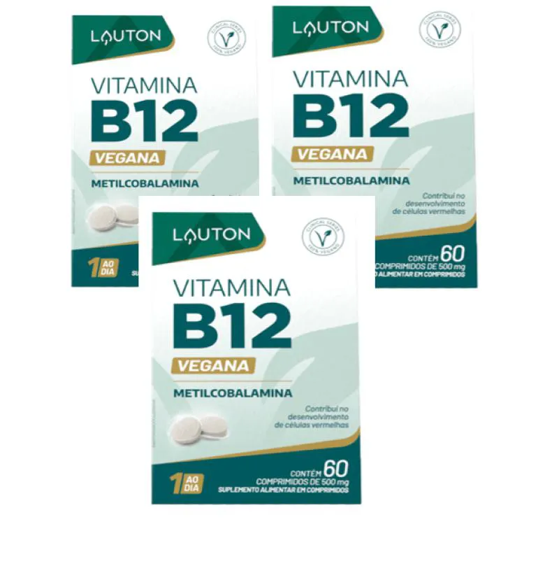 KIT 3 VITAMINA B12 METILCOBALAMINA 9,94MCG 60 COMP - LAUTON