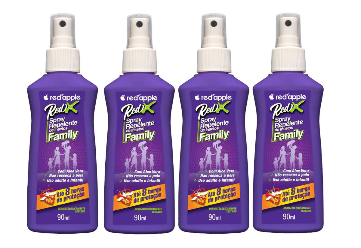 KIT 4 REPELENTES DE INSETOS REDX SPRAY  90ML – RED APPLE