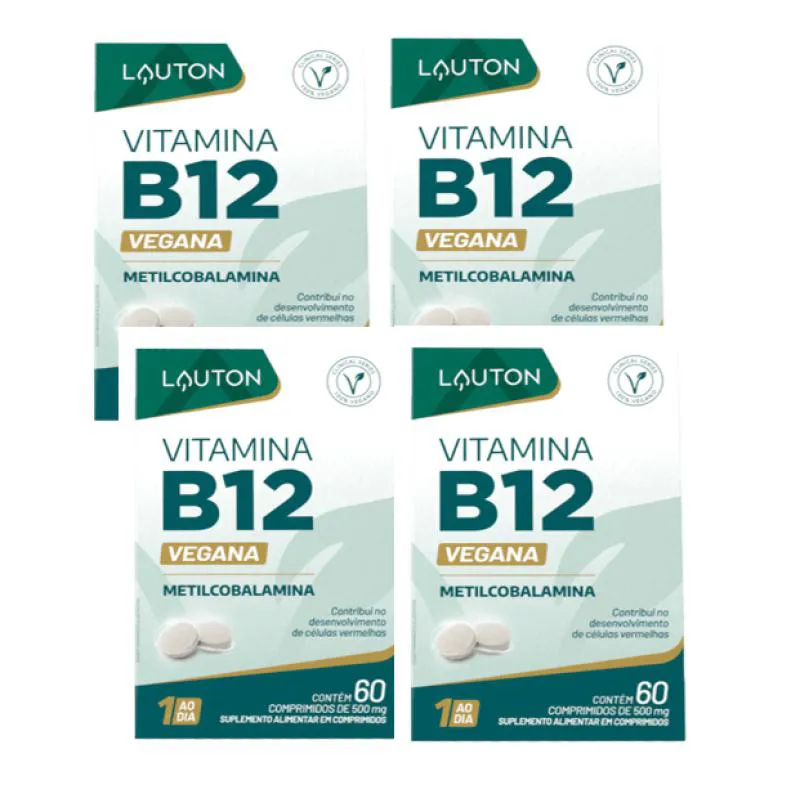 KIT 4 VITAMINA B12 METILCOBALAMINA 9,94MCG 60 COMP - LAUTON