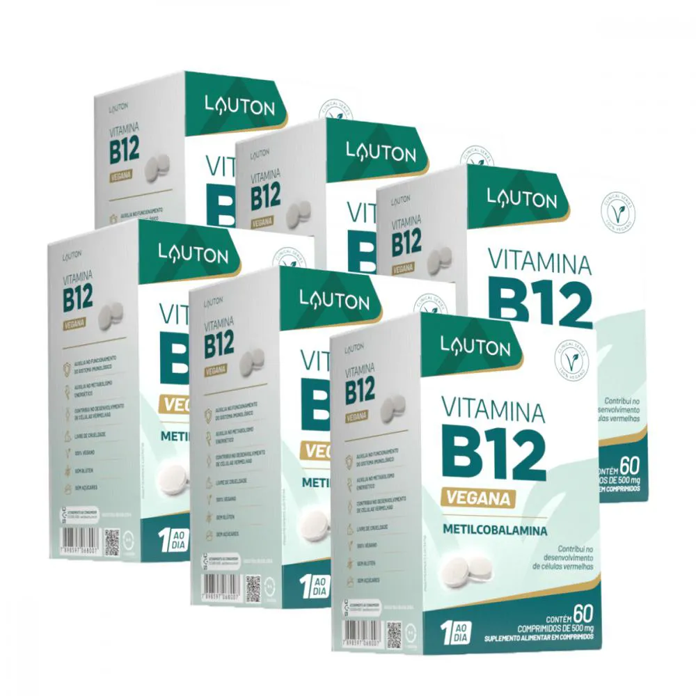 KIT 6 VITAMINA B12 METILCOBALAMINA 9,94MCG 60 COMP - LAUTON