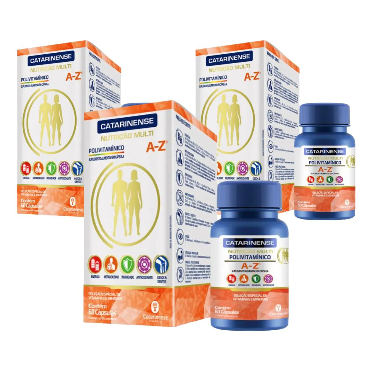KIT 3 POLIVITAMíNICO VITAMINA MULTI A-Z 60 CPS - CATARINENSE