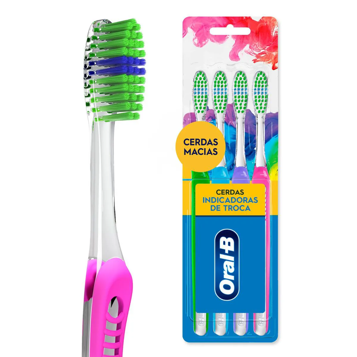 Escova de Dente Oral-B Indicator Color Collection com 4 unidades