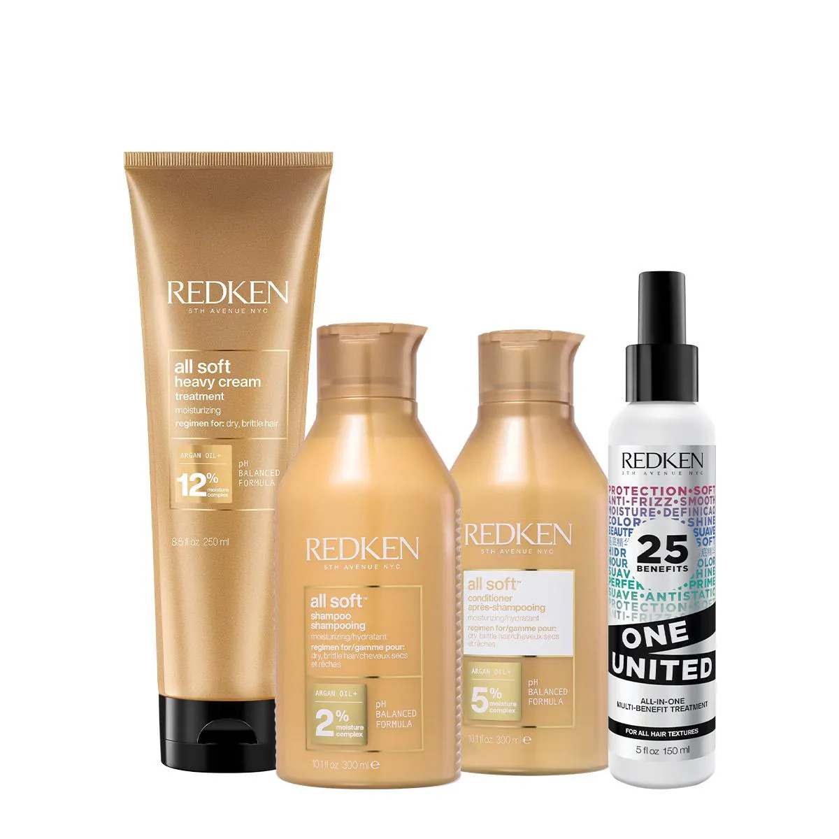 KIT REDKEN ALL SOFT HOME CARE LEAVE-IN (4 PRODUTOS)